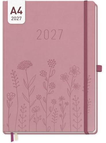 Häfft® Wochen-Notiz-Kalender 2027 A4 Fine Flowers rosé