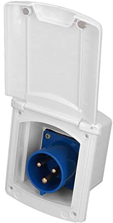 ZASCHMOY 32A 220V-250V RV-Außensteckdose, wasserdichte 3-polige Steckdose für Wohnmobile, Anhänger und Wohnmobile (White)