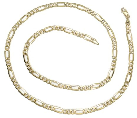 Halskette aus 18-karätigem Gelbgold, für Herren, Typ 3 x 1, 60 cm lang und 4 mm breit.