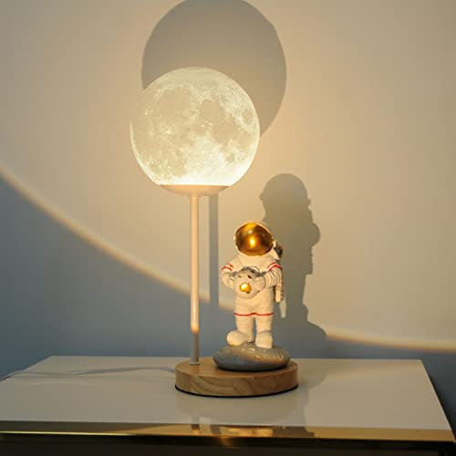 Kinder Nachttischlampe Astronaut, Tischlampe Dimmbar Kinderzimmer, Mond Lampenschirm Aus Glass, Modern Spaceman Nachtlicht, E27 Fassung, Für Jungen Mädchen Geschen,B
