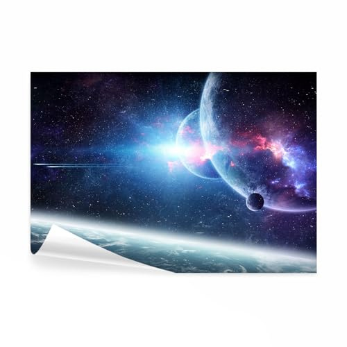 decomonkey Fototapete Galaxy, 350x256 cm, XXL, Weltraum Weltall Erde, Blau | Nachthimmel, Planet, Kosmos, Vlies, Schlafzimmer, Wohnzimmer, Design, Tapete, Fototapeten, Tapeten, Vliestapete, Wandtapete