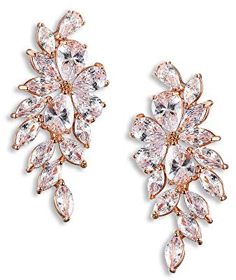 Clearine Ohrringe Zirkonia Marquise Tropfen Ohrstecker Hochzeit für Damen Klar Rosegold-Ton