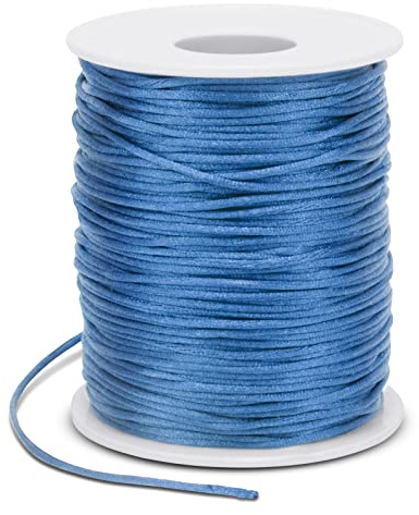 LEREATI Filo Nylon per Braccialetti 1.5mm x 100m Cordoncino Natalizio Cordone di Raso, Cordino per Borse Uncinetto, la Creazione di Gioielli, Fai da Te, Collane, Perline (Blu Lago)