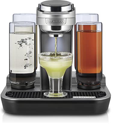 Bartesian Professional Cocktail Machine and Margarita Maker - High Capacity Bar Cocktail Mixer with 5 Premium Glass Bottles for Parties and Entertaining - Push-Button Technology and Easy Clean Design
