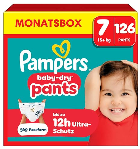 Pampers Baby-Dry Pants storlek 7, 126 blöjor, 17 kg+, 360° passform hjälper till att förhindra läckage
