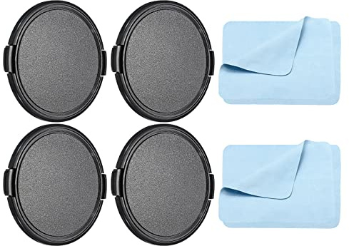 PATIKIL Camera Lens Cap, 4 Pack Sides Pinch Front Lens Cover with Microfiber Cleaning Cloth for 77mm Thread Universal DSLR Lenses for Nikon, for Fujifilm, for Pentax, for Leica