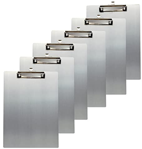 TUKA 6x A4 Porte-bloc en Aluminium, avec Pince, Haute Résistant Planchettes en Aluminium de Haute Qualité, Idéal pour le Travail Quotidien, Clip Planches 6er Pack en Couleur Grise, TKD8025-grey-6x