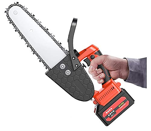 Scie à main, tronçonneuse électrique sans fil à une main de 20,3 cm avec sécateur à batterie rechargeable Tronçonneuse pour coupe de bois de branche d'arbre et mini tronçonneuse de jardin
