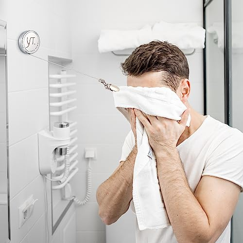 JUMUAA Set med 2 mini handdukshållare med rullkabel och klämma | Badrumshanddukshållare utan borrning | för alla badrum | lätt att installera | yoyo handdukshållare