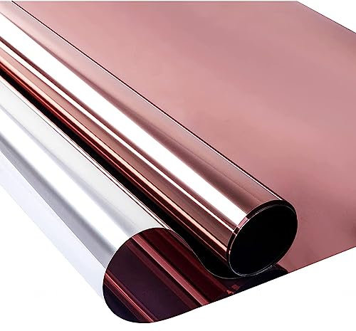 Sonakia Fensterfolie Sichtschutz Spiegelfolie, Sonnenschutzfolie Für Fenster, Blendschutz/hitzeschutz Fensterfolie, Verdunkelungsfolie Für Fenster, Reflektierende Folie,WxH-110x500cm(43 * 197in)