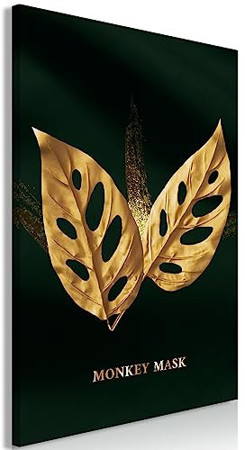 murando – Monstera Blätter Akustikbild 60x90 cm Bilder Hochleistungsschallabsorber Schallschutz Leinwand Akustikdämmung 1 tlg Wandbild Raumakustik Schalldämmung Monkey Mask Blume
