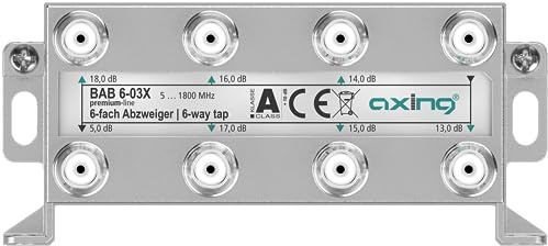 Axing BAB 6-03X 6-vägs grenuttag 13-18 dB 5–1800 MHz TV-data internet-TV