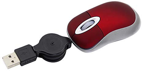 Mini Wired Mouse Retractable 70cm USB Cable, Ergonomic Portable Tiny Small Pocket Travel Optical Mice, for Children Kids Small Hands for PC Laptop Notebook Computer Office Desktop Accessories(Red)