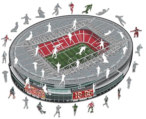 Ikoniska pussel, Arsenal FC Emirates Stadium, 100% miljövänligt träpussel med officiell licens, storlek S, 150 stycken