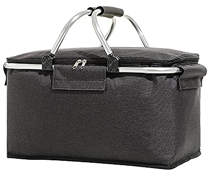 TYCIONG Cesta de Picnic Plegable de 30L, Bolsa Térmica Aislada con Asa para Acampar Al Aire Libre, Barbacoa, Viaje, Almuerzo, Almacenamiento de Alimentos (1)