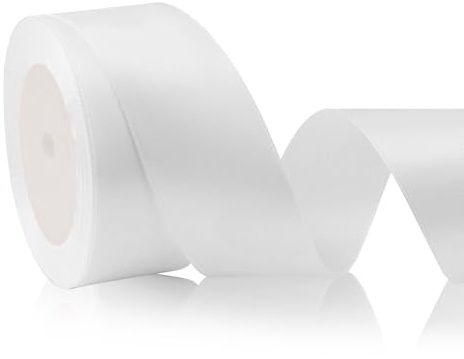Ruban de satin blanc 4 cm x 23 m - Large pour sapin de Noël, mariage, cadeau - Grand tissu pour décoration de mariage