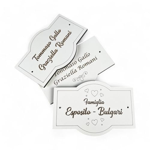 Targa Porta nomi ingresso Portone Casa personalizzabile in legno a forma Classica 3 Misure disponibili ideali per Nome stanza, Targa Famiglia.