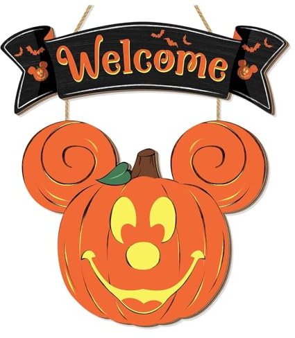 FHBHJNATC Decoracion Puerta Halloween Madera, Placa Bienvenida a Casa Halloween, Cartel Colgante de Halloween, Adecuado para Ventanas, Paredes, Puertas de Madera, Decoraciones y Fiestas de Halloween