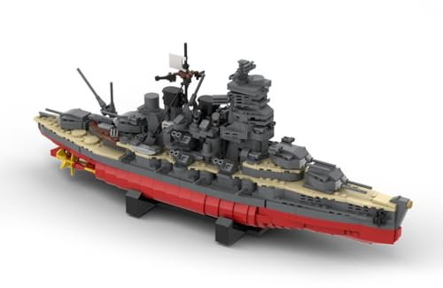 BuildCubes G-60429 Technik Schiffe Militär Bausatz, MOC Militär Schlachtschiff Bausteine Battleship, 1482Teile Technik Kriegsschiffe Klemmbausteine Konstruktionsspielzeug Geschenk