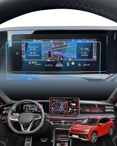 LFOTPP Film de protection d'écran pour cockpit numérique de 10,25 pouces compatible avec V-W Tiguan III MK3 2024 2025 2026, verre trempé 9H, anti-rayures, anti-traces de doigts, accessoires Tiguan 3
