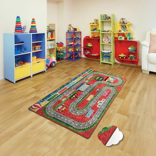 Bosdela Kinder- und Babyteppiche – Vielfältige Designvariationen für jeden Spielraum 100x160 cm (Kinder- und Babyteppich Station Red, 100x160 cm)