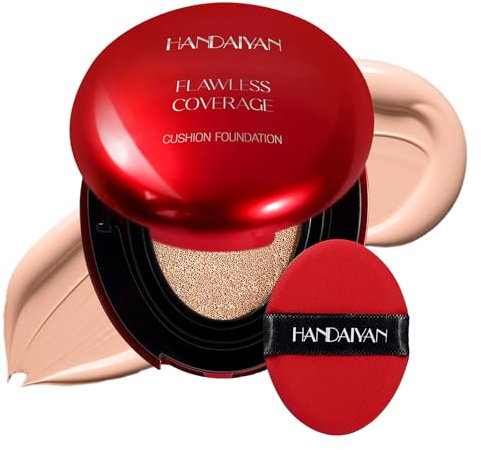 Air Cushion Foundation, Volle Deckkraft Lang Anhaltend Flüssig Foundation Für Weich Und Makellos Foundation Make Up, Feuchtigkeitsspendend Wasserfest Cremetextur Foundation, Gleichmäßiger Hautton