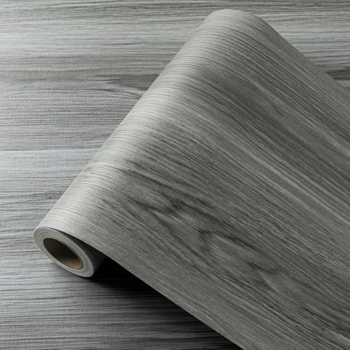 Vinyl Flooring Self Adhesive Floor Planks, Floor Tiles Self Adhesive Waterproof Peel and Stick for Kitchen Bathroom Living Room Dark Grey Wood PVC 30x300cm/Roll