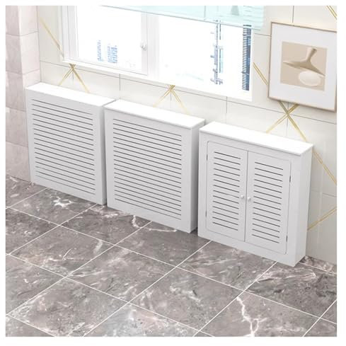 Qulamrdk Radiator Cover Modern Painted MDF Cabinet Radiator Heating Cover Slats Grill Wood Top Shelf Suitable for Bedroom Living Room Decoration Pipe White(100x80x20cm)