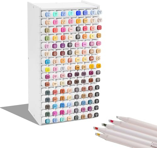 120 Stifte Organizer Schreibtisch, Marker Organizer mit Herausnehmbar Trennwand, Kunstmarker Aufbewahrungsregal, Stifthalter Bleistifte Buntstifte Kleine Künstler Schminktisch für Zuhause Büro Schule