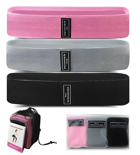 Tuokay 37cm*8,3cm Bande Elastique Musculation en Tissu, 3 Niveaux de Force | Lot de 3 Bandes de Résistance, Elastique Sport pour Le Yoga Pilates Fitness Squats Pont Fessiers