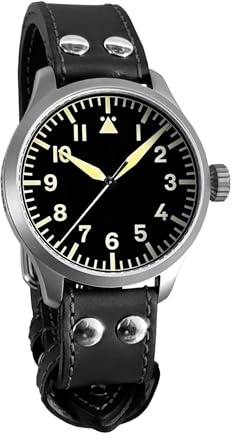 Aristo 3H213 Beobachtungsuhr 47 - Limited Edition - Schweizer Automatik Uhrwerk R150 - Armband aus Sattelleder – Edelstahlgehäuse Ø 47 – Cremefarbe beschichteten Zeiger - Made in Germany