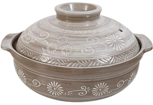 Clay Casserole Pot,Printed Ceramic Casserole with Lid, Healthy Slow Cooker, Japanese Hot Pot Earthenware Clay Pot, Stock Pot for Rice Stew Soup,001,1.5L (1 1.5L)
