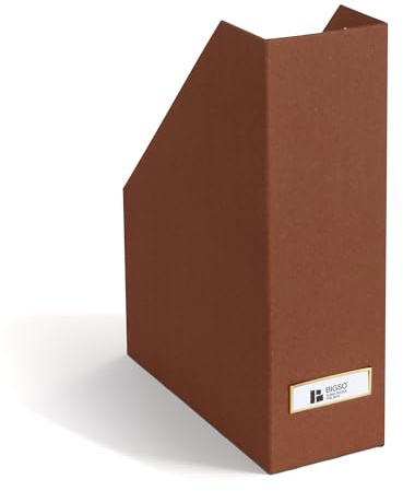 BIGSO VIKTORIA Stehsammler – Aufbewahrungsbox mit Beschriftungsetikett – Schreibtischablage für Akten, Dokumente & Zeitschriften – Stehordner aus recycelter Faserplatte und Papier – sienna