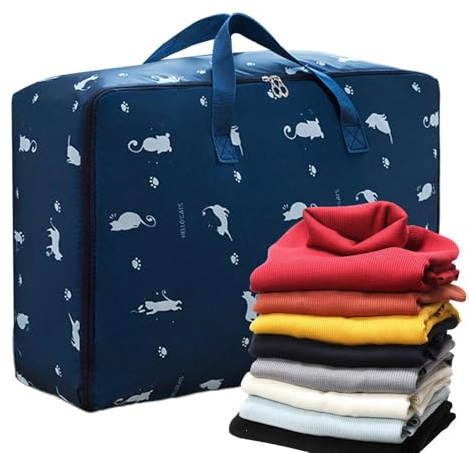Sacs de rangement pour linge de lit avec fermeture éclair - Récipient d'armoire - Poches à fermeture éclair pliables étanches pour un rangement peu encombrant des vêtements, couvertures, draps et