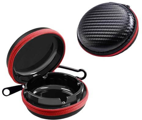 FEMONGY portacenere portatile da tasca, posacenere tascabile, posacenere portatile tascabile, porta mozziconi tascabile, Si apre facilmente, grande capacità, adatto per i viaggi (Nero - Texture)