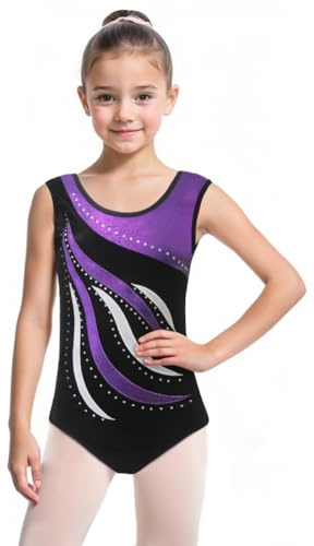 ROYAL SMEELA Kinder Gymnastikanzug Turnanzug ärmellos Gymnastik Trikot für Mädchen Turnanzug Mädchen Sportkleidung Gymnastik Trikots Gymnastikanzug mit Strass