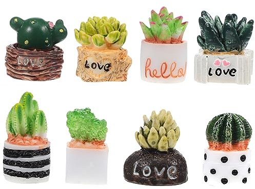 TOYANDONA 8 Pièces Ornements Mini Cactus pour Décoration de Maison de Poupée Plantes Artificielles Lifelike Accessoires de Miniature Joyeux et