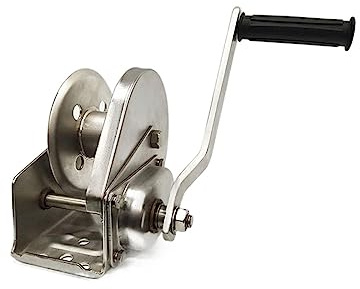 Treuil de voiture à manivelle de 1200 lb/1800 lb/2600lbs outils de remorquage d'automobile treuil à main en acier inoxydable treuil manuel bidirectionnel Pour jardin forestier(1800lbs)