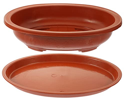 iplusmile Maceta Grande de Plástico para Bonsái y Jardinería con Bandeja para Interior y Exterior para Plantas y Decoración de
