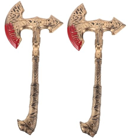 Mikikit 2pezzi Asce Vichingo in Plastica Accessori Per Feste Medievale Cosplay e Halloween