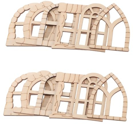 MUELODSIC Set di 25 Porte e Finestre in Miniatura in Legno, Non Verniciate, per Fai da Te, Decorazioni da Giardino e Balcone