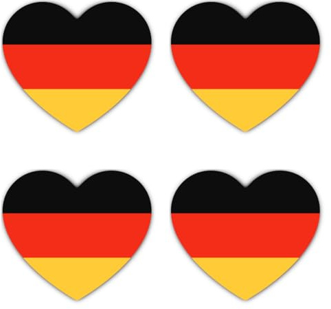 Aufkleber: 150 mm, 4 Stück - 4er Set Vinyl Aufkleber Herz Flagge Deutschland 150 mm 15 cm wetterfest Auto Laptop Helm