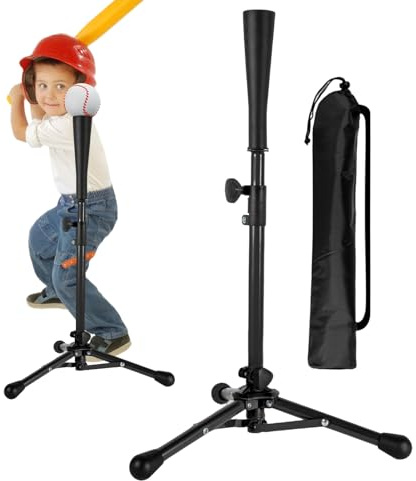 Generico Tee Ball Stand | Softball Forgé pour Tees, Hauteur Réglable d'âge 3-8 Trépied pour Débutants avec Sac de Jeu Compétitif Coaching Indoor Training Batting Cage