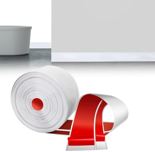 LIHIQIYA Battiscopa flessibile autoadesivo, 25 m, in PVC adesivo, battiscopa autoadesivo, per piano di lavoro cucina, battiscopa pieghevole, nastro per cucina, bagno, battiscopa della cucina, bianco