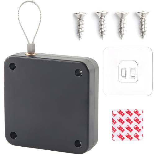 Cierrapuertas Automático Negro,Fuerza 1200G y Cable de 1,28 m,Instalación Sin Taladro ni Agujeros,Para la Mayoría de Puertas Interiores,Ideal para Casa, Oficina y Dormitorio