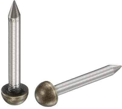 sourcing map 20Pcs Solid Brass Upholstery Tacks, 6mm Retro Upholstery Nails Decorative Thumb Push Pins for Wood Boxes Carpet Sofa Furniture Leather Crafts, Bronze