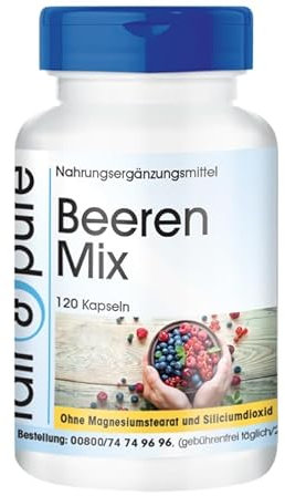 Fair & Pure Beeren Mix, 120 Kapseln, mit 8 Beeren und Spirulina, Multivitamin, Nahrungsergänzungsmittel vegan ohne Magnesiumstearat, in Deutschland hergestellt