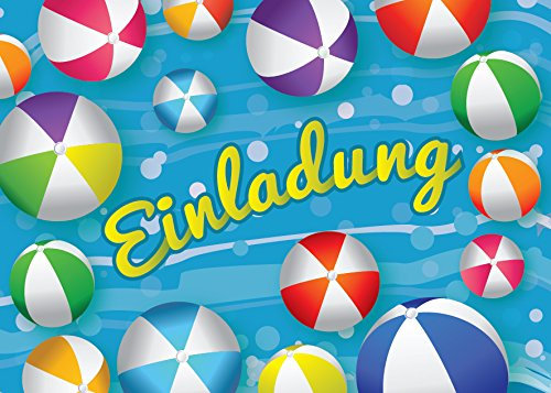 JuNa-Experten 6 Einladungskarten Kindergeburtstag Schwimmbad Mädchen Jungen Jungs Geburtstagseinladungen Einladungen Geburtstags-Party Kartenset