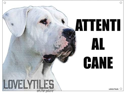 DOGO ARGENTINO attenti al cane TARGA cartello IN METALLO (20X30)