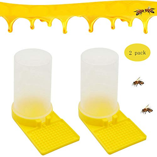 PINVNBY Bienenstock-Wasserspender für Bienenzucht, Biene, Trinknapf für Honig, Bienenkorb, Eingang, Imker-Werkzeug, 2 Stück, transparent gelb